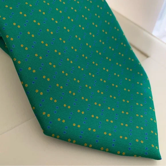 Etro 100% Silk Tie Emerald Green - Picture 2 of 8